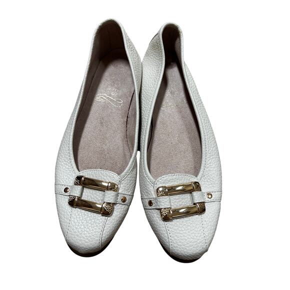 Aerosoles flats slip on casual comfort shoes 9.5M pebbled leather creamy white - Picture 1 of 10